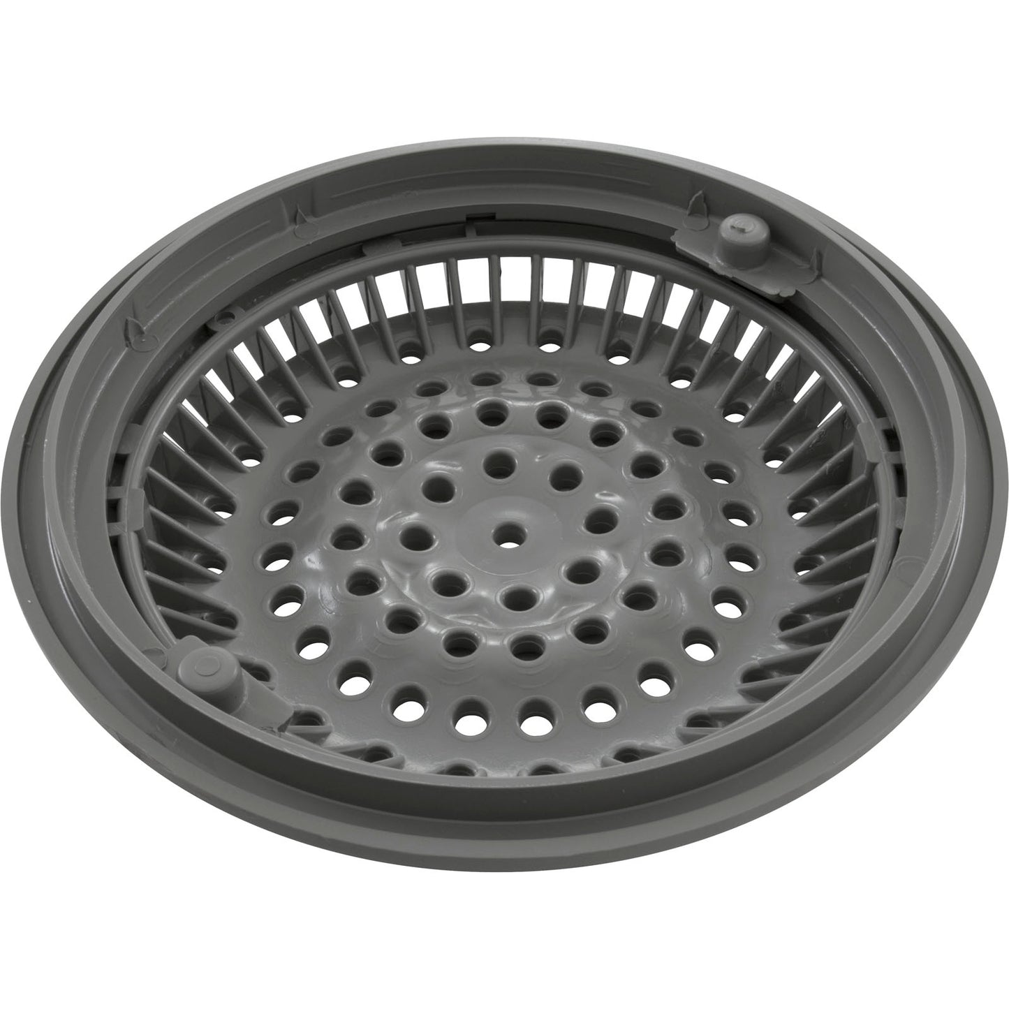 Main Drain Grate, WW Anti Vortex, 8" Rnd, w/Collar, Gray