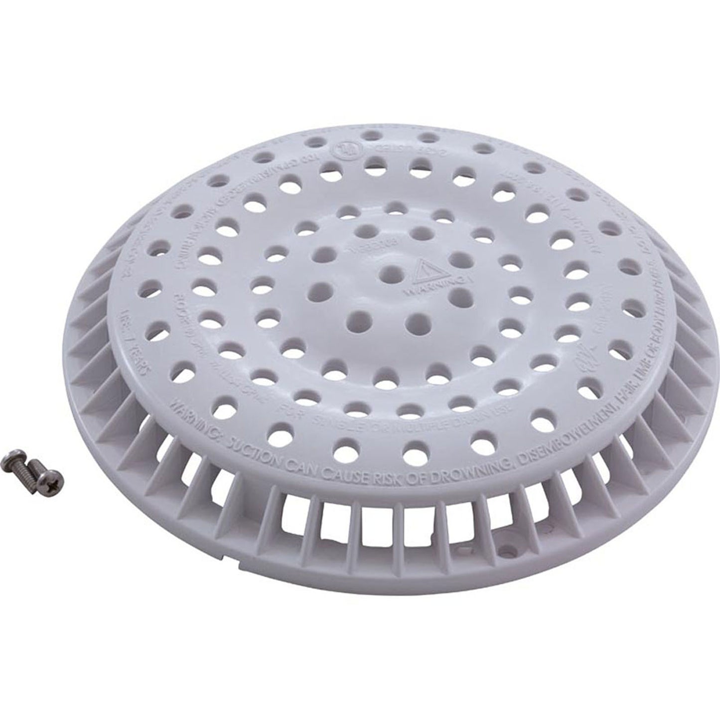 Main Drain Grate, Waterway Anti Vortex, 8" Round, White