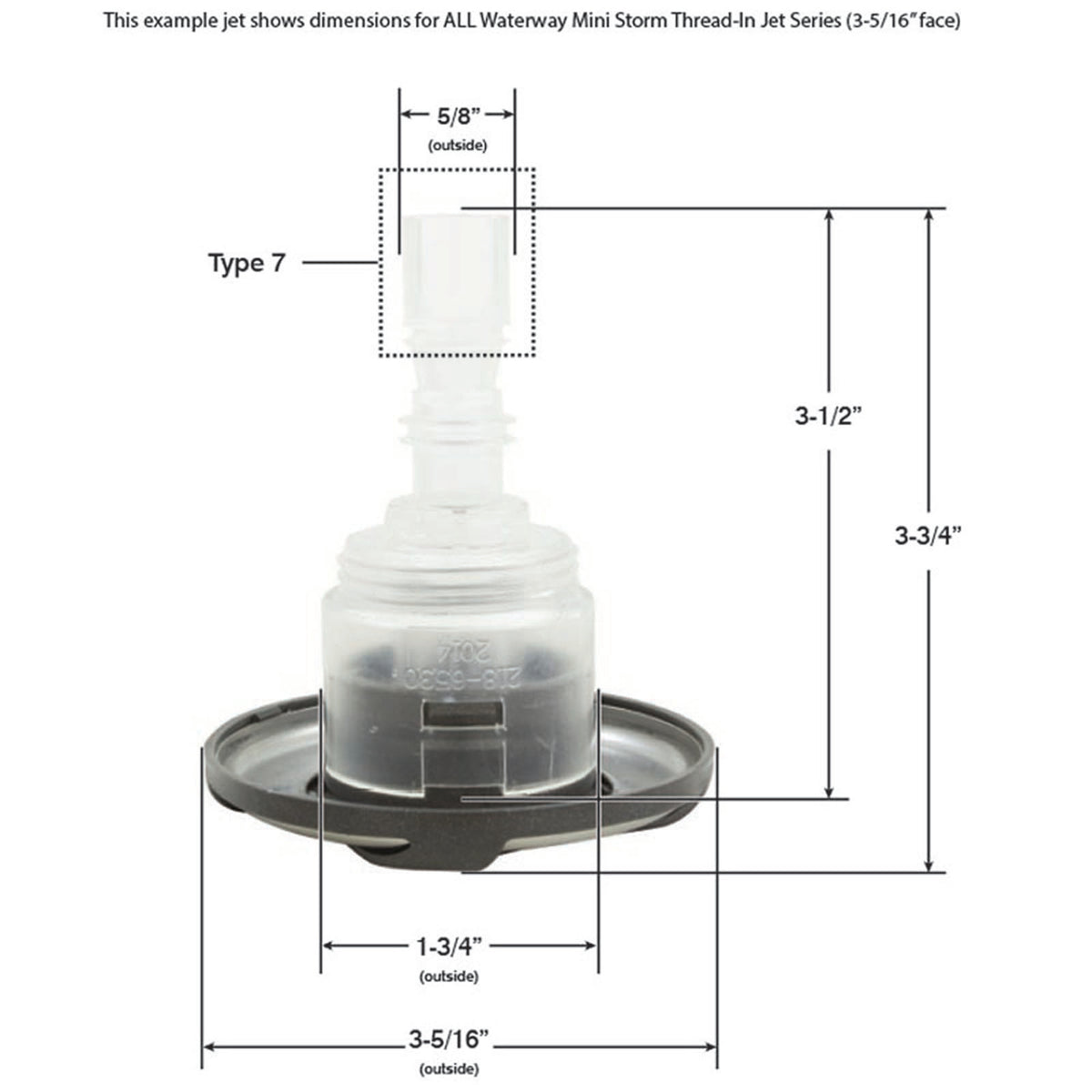 Jet Intl, WW Mini Storm Glo, Swirl, 3-3/16"fd, Rfld, SS/DkGry, Thd