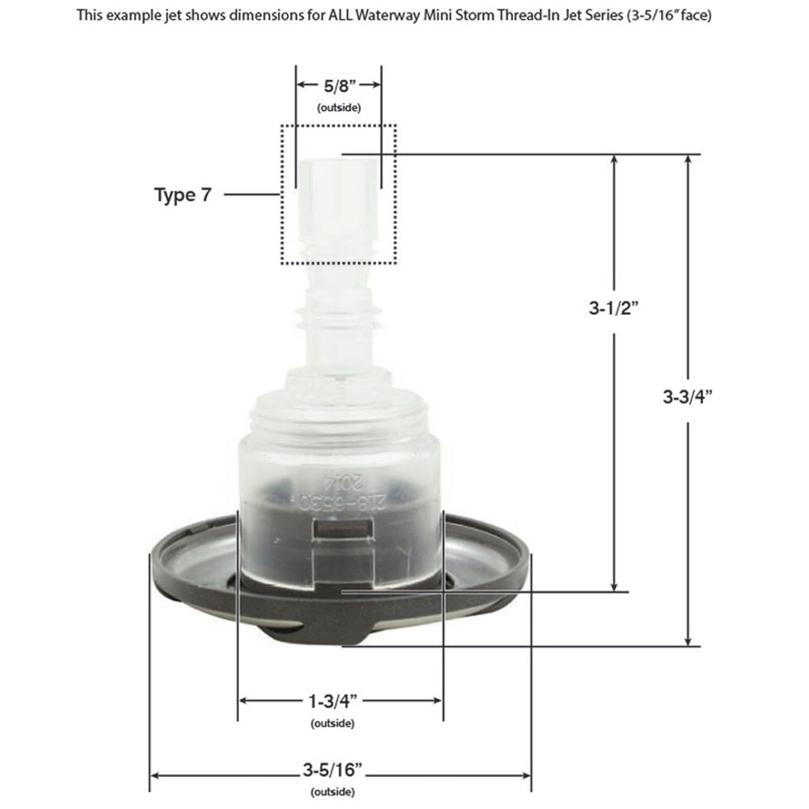 Jet Intl, WW Mini Storm Glo, Swirl, 3-3/16"fd, Rfld, SS/DkGry, Thd