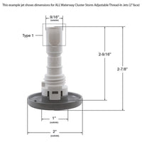 Jet Intl, WW Cluster Storm, 2"fd, Dir, Smth, SS/White, Thd