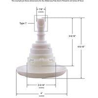 Jet Intl, WW Poly Storm, 4"fd, Massage, Txt Scal, White, Thd