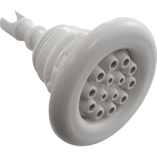 Pistola Jet Intl, WW Poly Storm, 3-3/8" fd, masaje, lisa, blanca, rosca