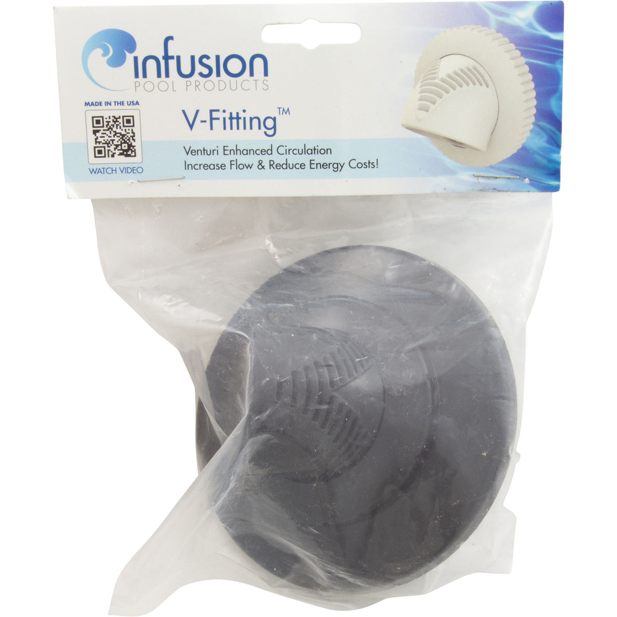 Inlet Fitting, Infusion Vent., 1" Insider Glueless, w/Flg, Black