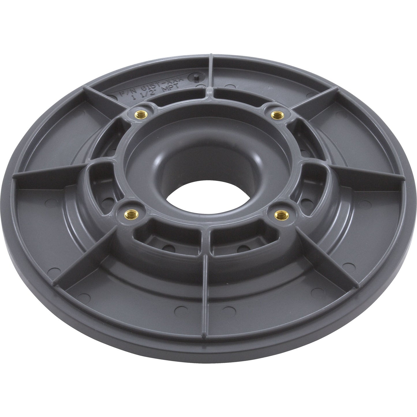 Wall Fitting, 6" dia, 1-7/8"hs, 1-1/2"mpt, Dk Gray