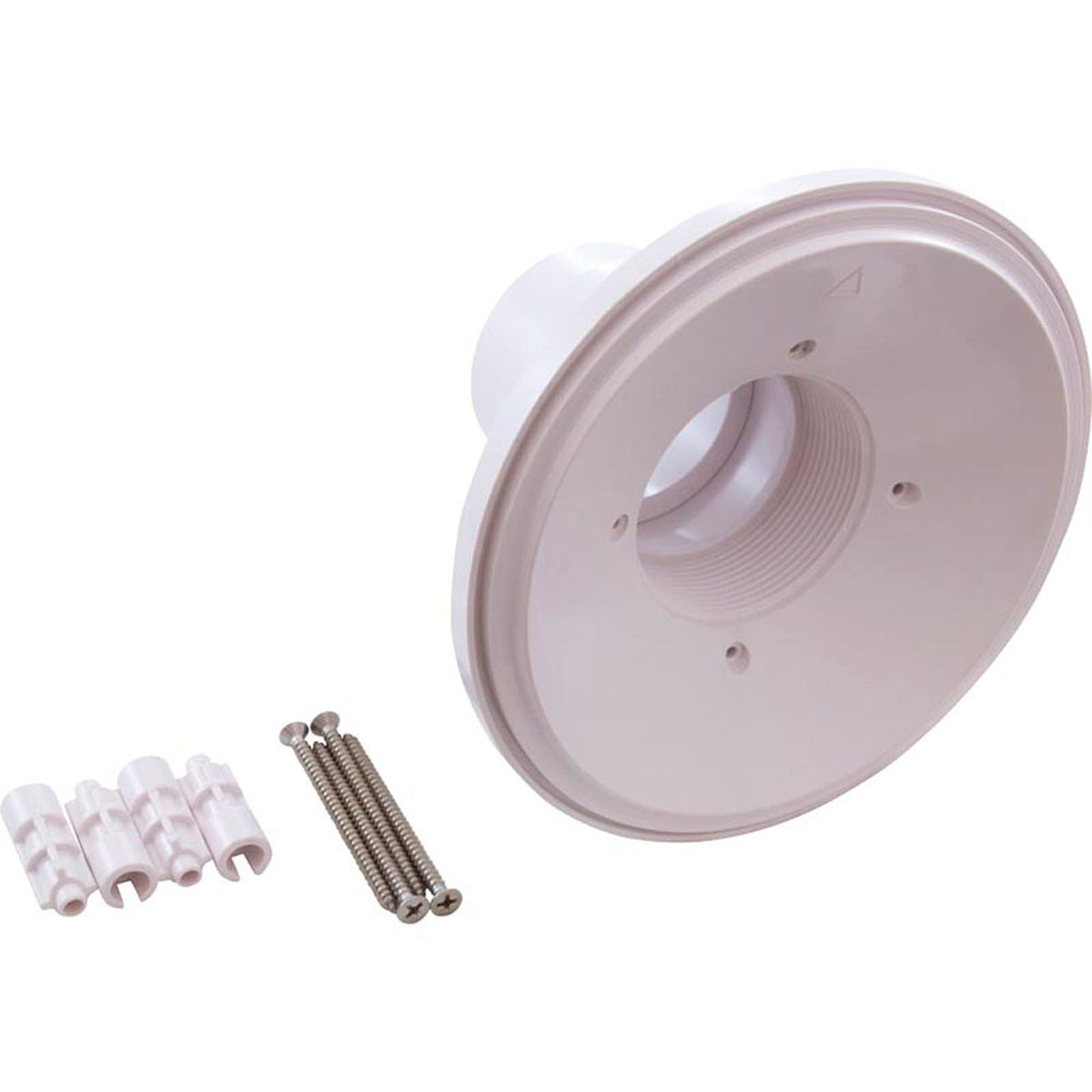 Wall Fitting, 6" dia, 2-3/8" Hole Size, 2" Slip, White
