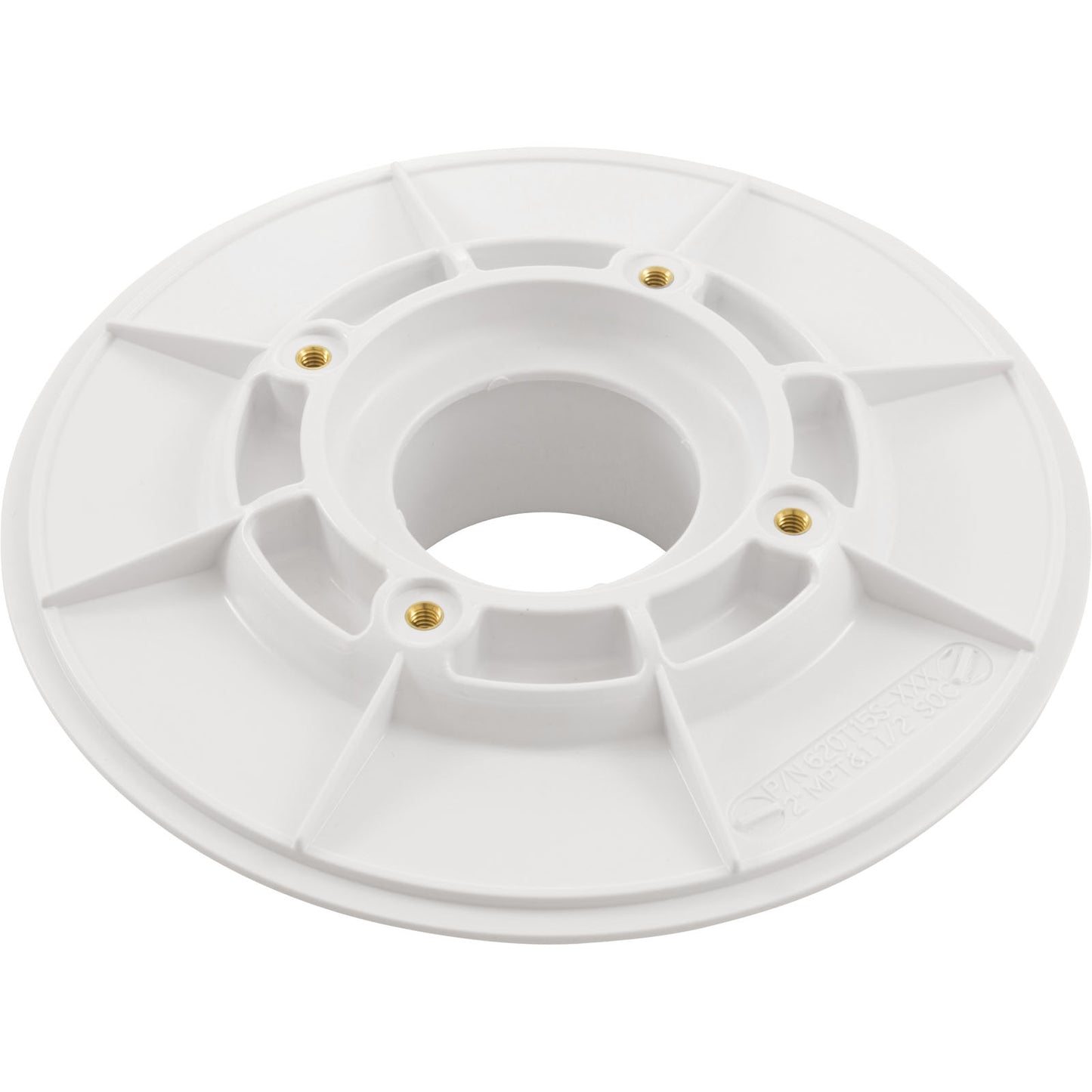 Wall Fitting, 6" dia, 2-3/8"hs, 2"mpt-1-1/2"s, White