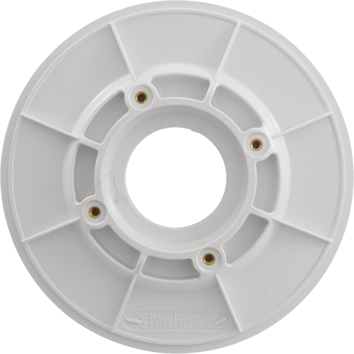 Wall Fitting, 6" dia, 2-3/8"hs, 2"mpt-1-1/2"s, White