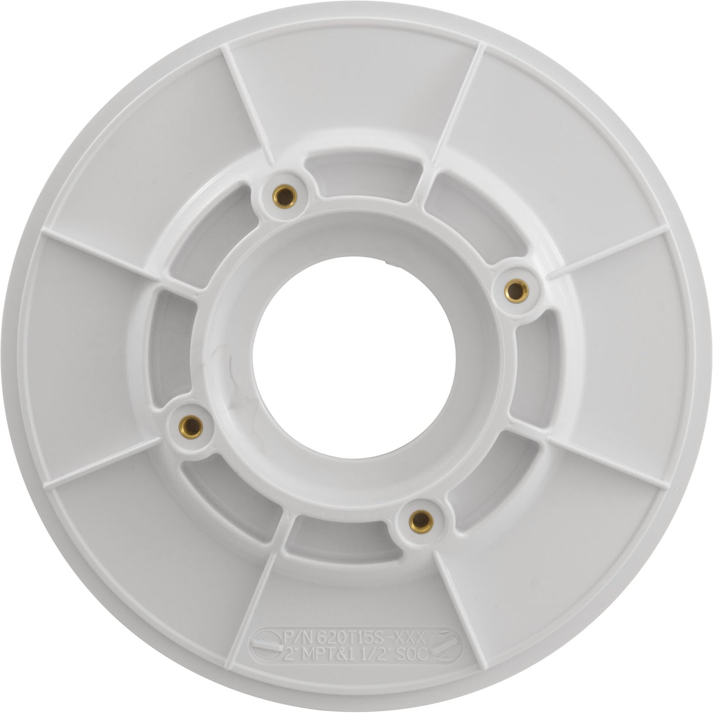Wall Fitting, 6" dia, 2-3/8"hs, 2"mpt-1-1/2"s, White
