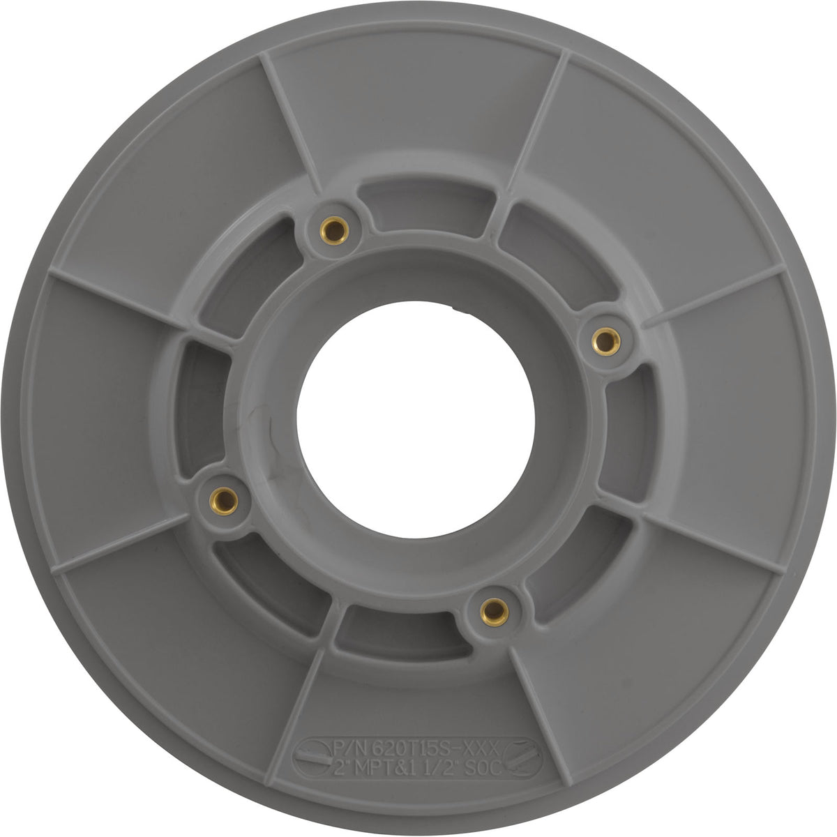 Wall Fitting, 6" dia, 2-3/8"hs, 2"mpt-1-1/2"s, Lt Gray