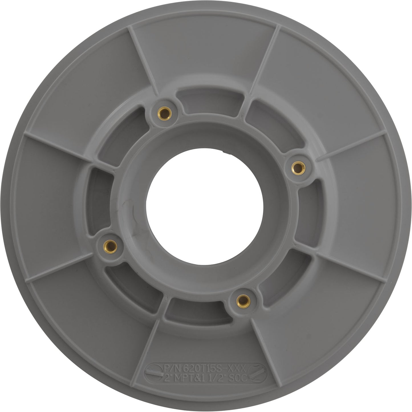 Wall Fitting, 6" dia, 2-3/8"hs, 2"mpt-1-1/2"s, Lt Gray