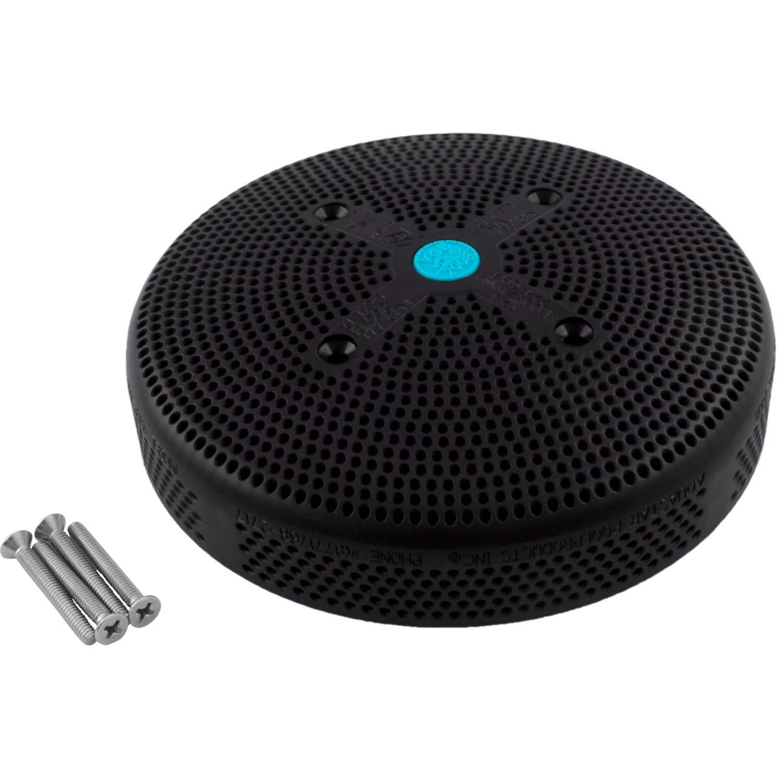 Suction Cover, HydroAir Repl, 6", 224gpm, w/Screws, Black
