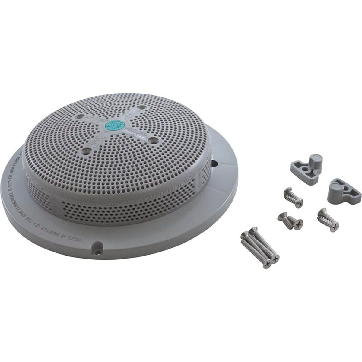 Main Drain Grate, Retro 8" Rnd, Sumpless, w/Hardware, Lt Gry