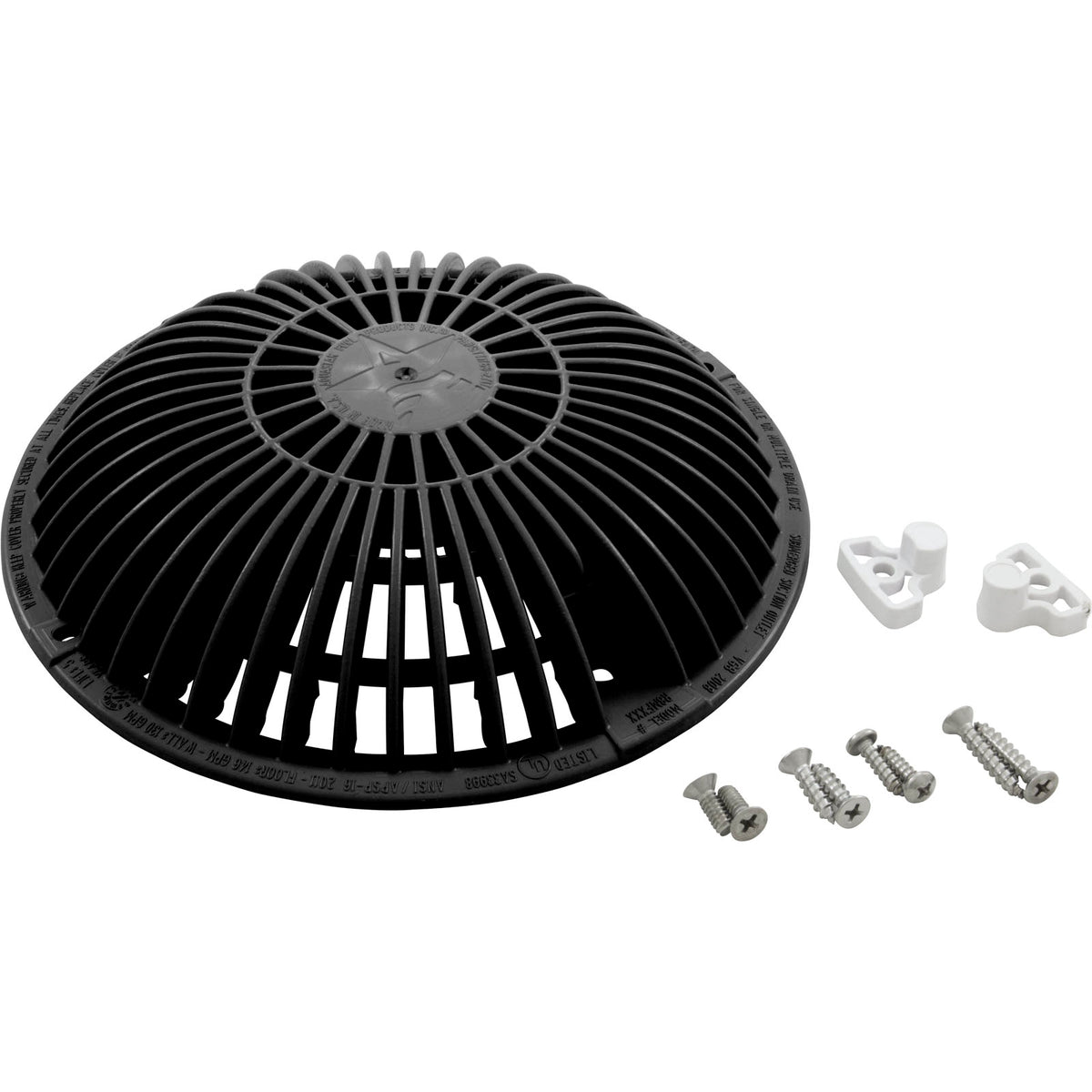 Main Drain Grate, Retro 8" Round, MoFlow, w/Hardware, Dark Gray