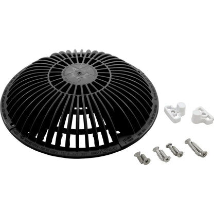 Main Drain Grate, Retro 8" Round, MoFlow, w/Hardware, Dark Gray