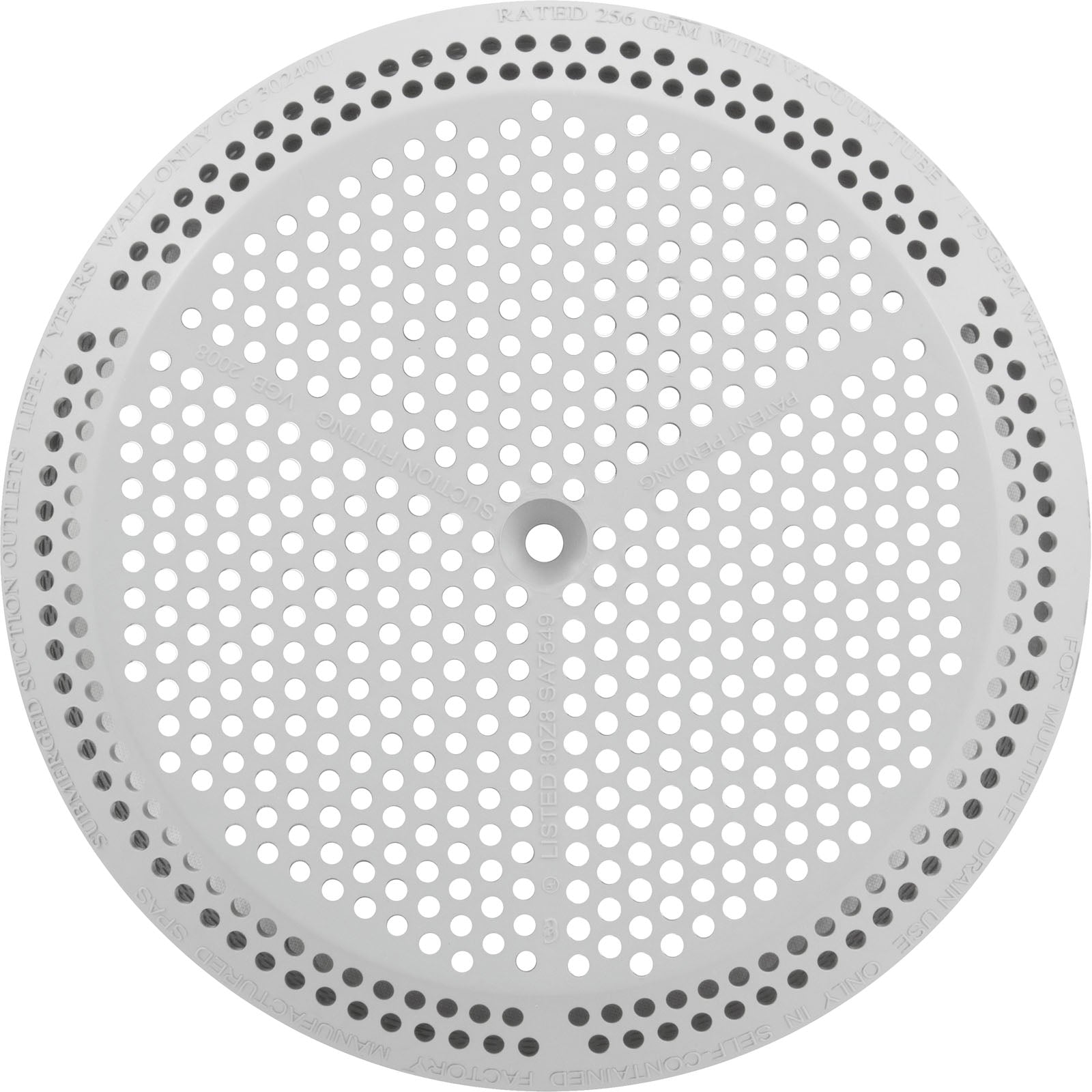 Suction Cover, BWG/GG, 4-7/8", 179/256 gpm, White