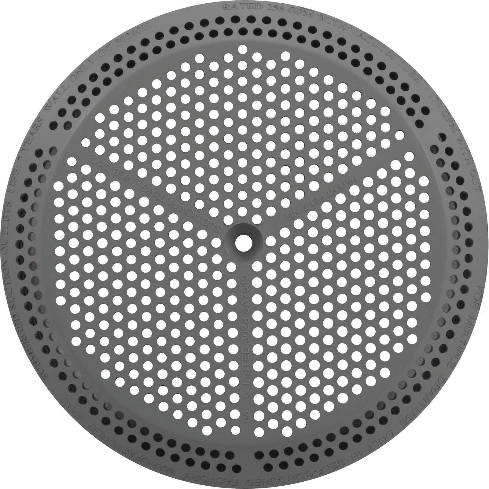 Suction Cover, BWG/GG, 4-7/8", 211 gpm, Gray, w/Screws
