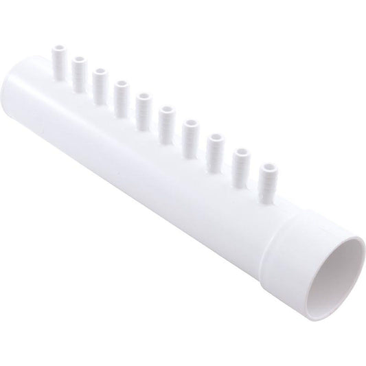 Collecteur, cannelé 3/8", 10 ports, extrémité sans issue, robinet 1-1/2"