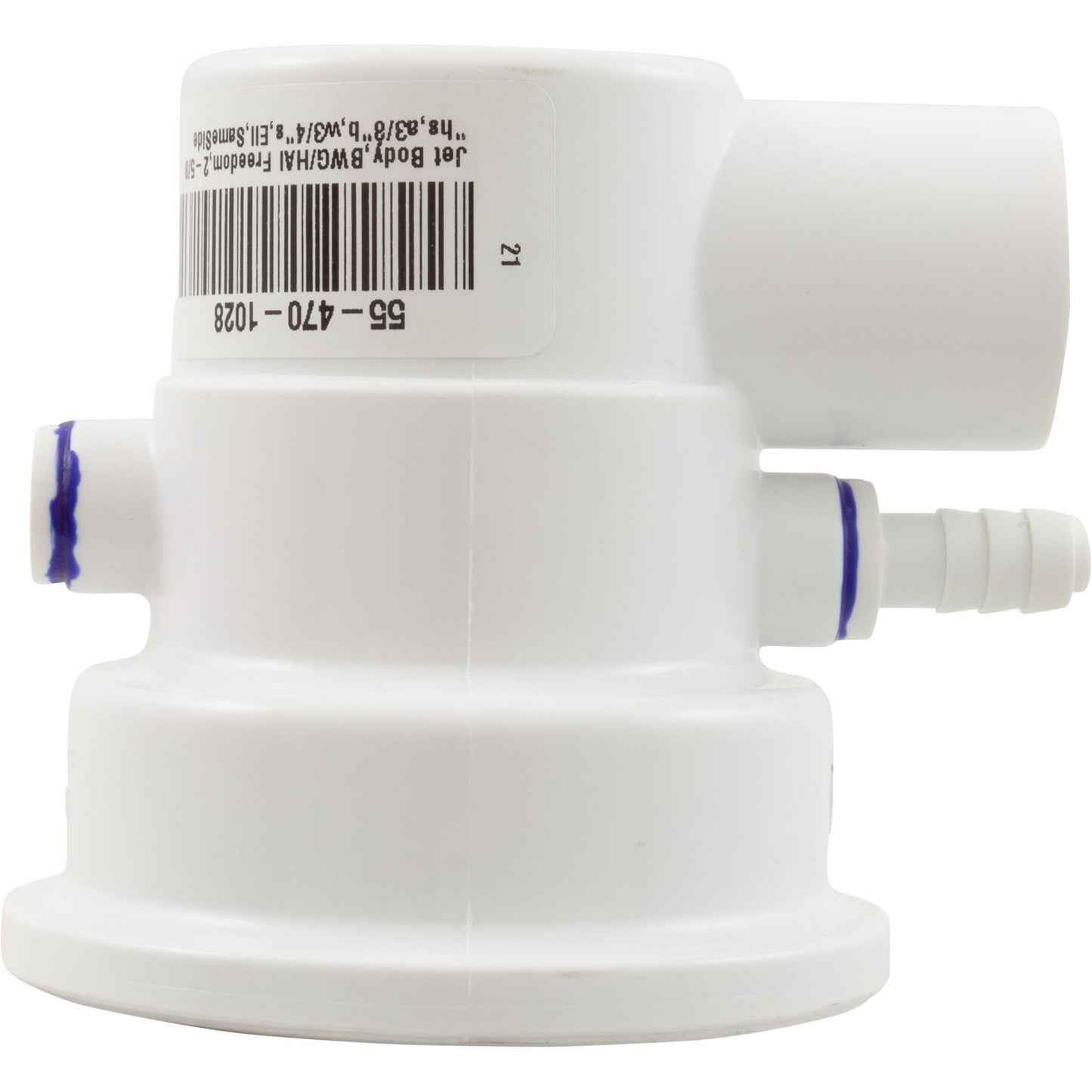 Cuerpo de chorro, BWG/HAI Freedom, 2-5/8" de alto, a 3/8" de ancho, 3/4" de largo, codo, mismo lado