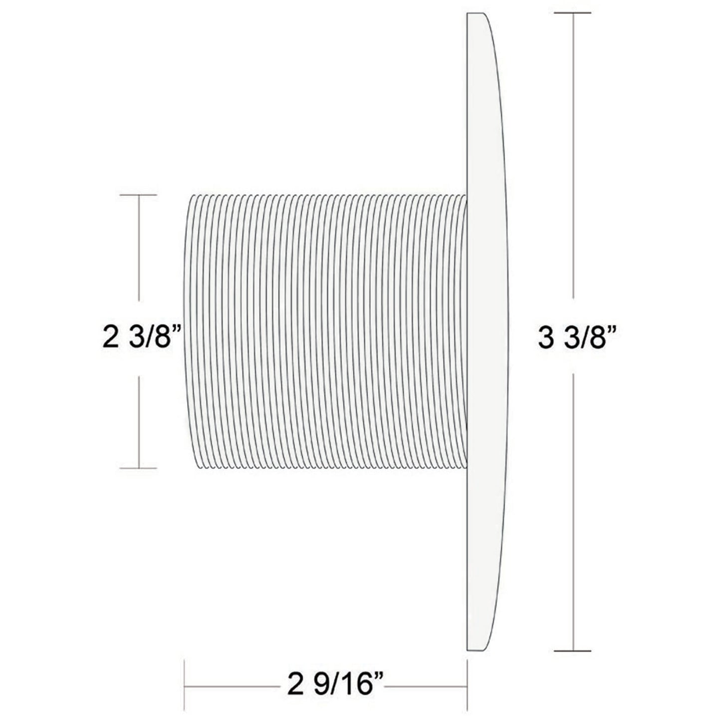Wall Fitting, BWG/HAI Hydro Jet, 2-9/16"l, 2-3/8"hs, Long, White