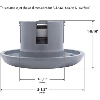 Jet Intl, CMP Spa, 2-1/2" fd, roto, escala lisa, blanco