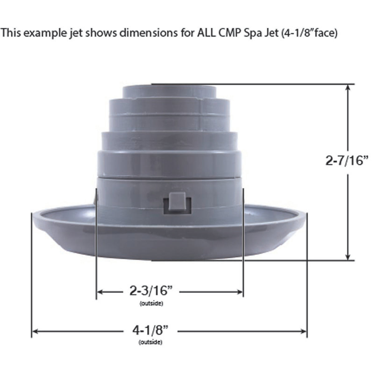 Jet Intl, CMP Spa, 4-1/8"fd, Dir, Smth Scal, Gry