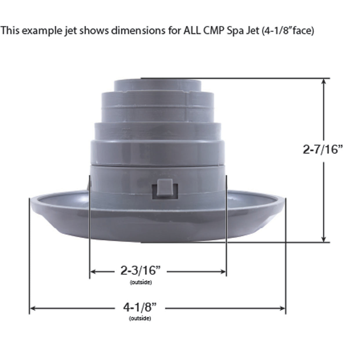 Jet Intl, CMP Spa, 4-1/8"fd, Massage, Smth Scal, Gry