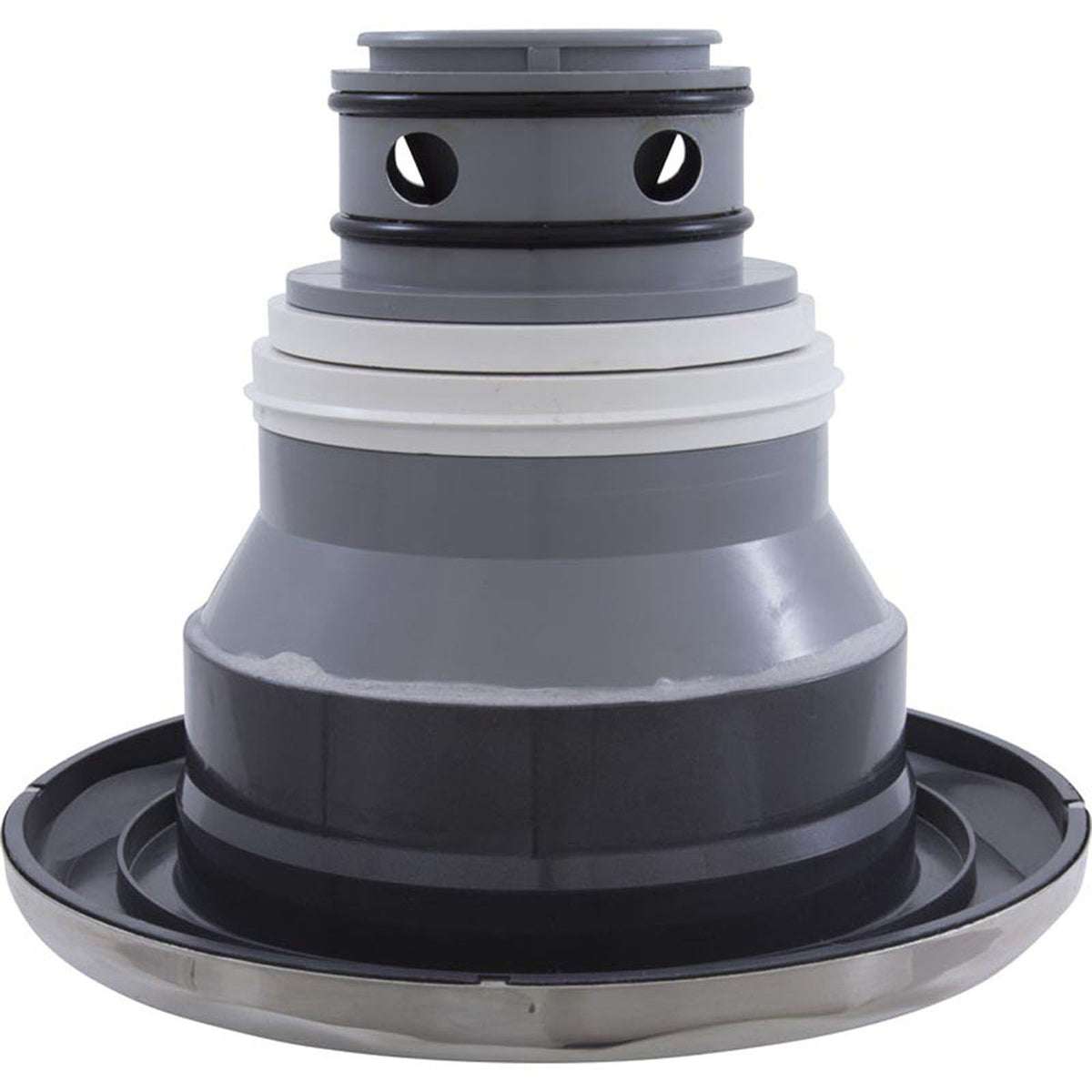 Jet Intl, CMP Jumbo, 7-1/2"fd, Massage, Scalloped, SS/Dk Gry