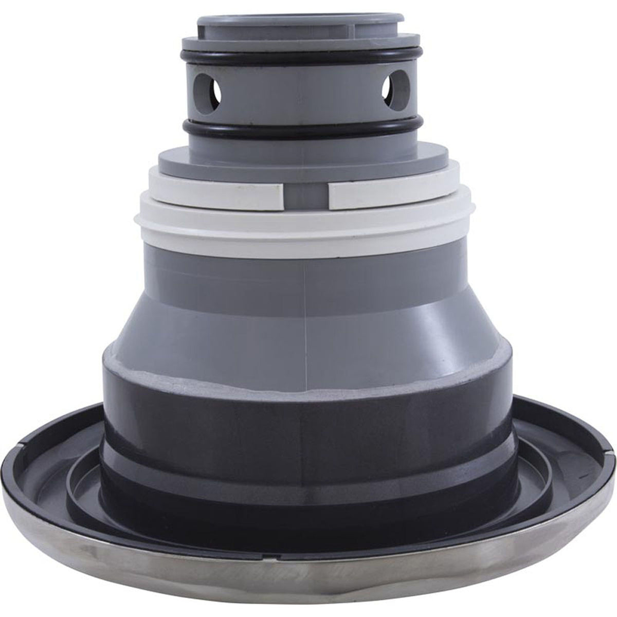 Jet Intl, CMP Jumbo, 7-1/2"fd, Massage, Scalloped, SS/Dk Gry