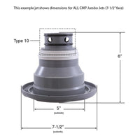 Jet Intl, CMP Jumbo, 7-1/2"fd, Massage, Scalloped, SS/Dk Gry