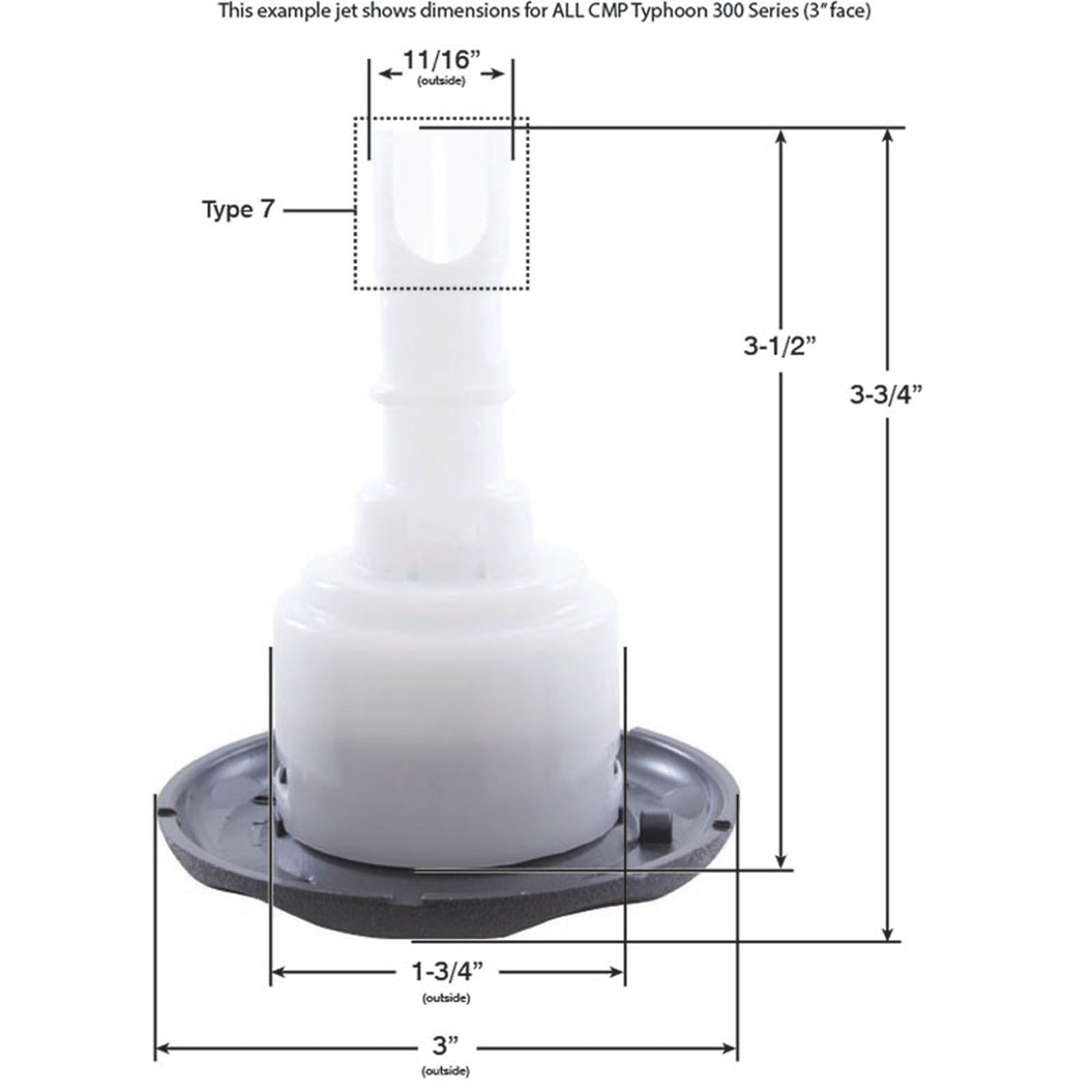 Jet Intl, CMP Typhoon 300, 3"fd, Roto, Scalloped, SS/Dk Gry