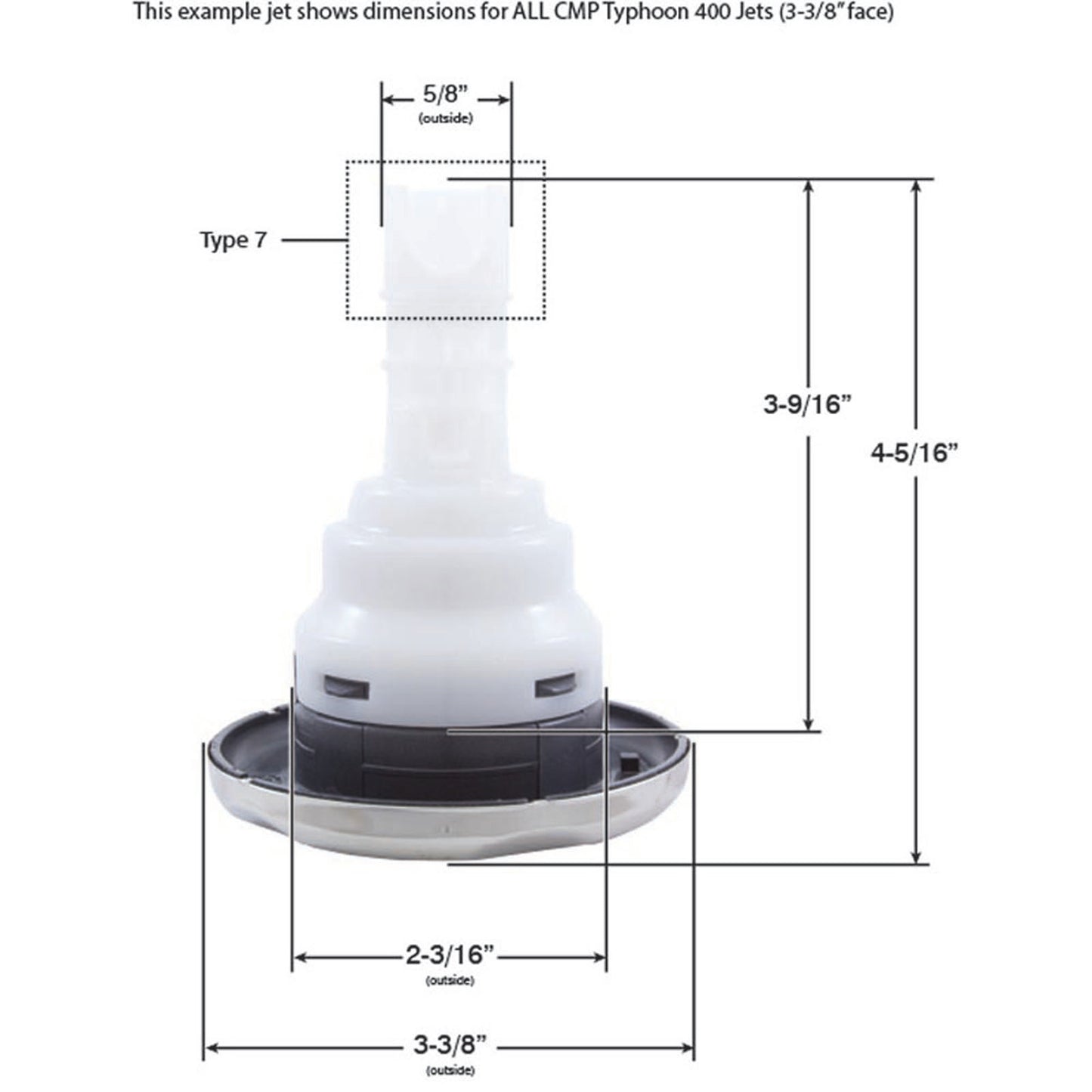 Jet Intl, CMP Typhoon 400, 3-3/8"fd, Dir, Scalloped, SS/Gry