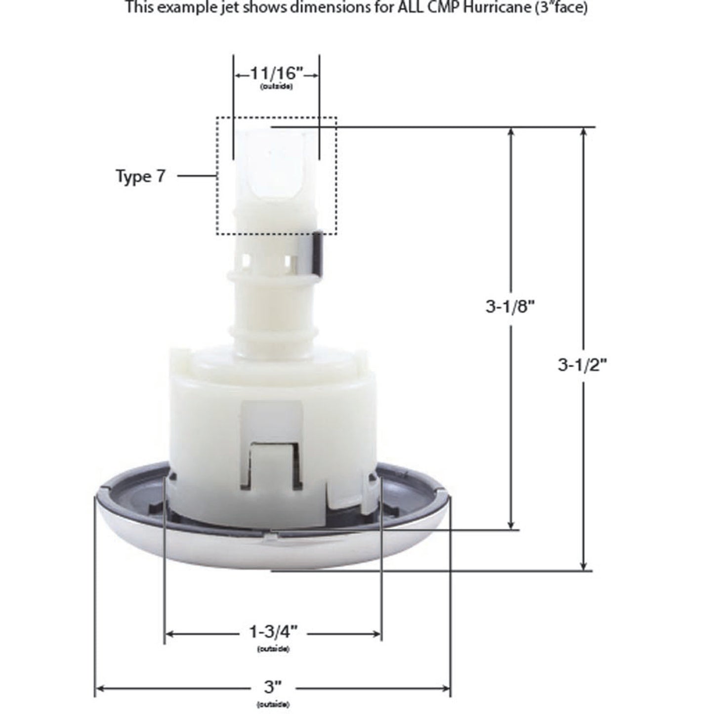 Jet Intl, CMP Hurricane, 3"fd, Roto, Smth, SS/Graphite Gry