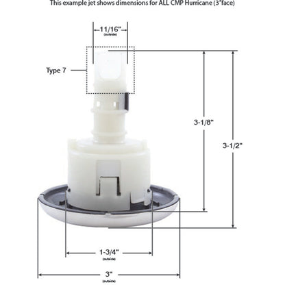 Jet Intl, CMP Hurricane, 3"fd, Twin Roto, Smth, SS/Dk Gry