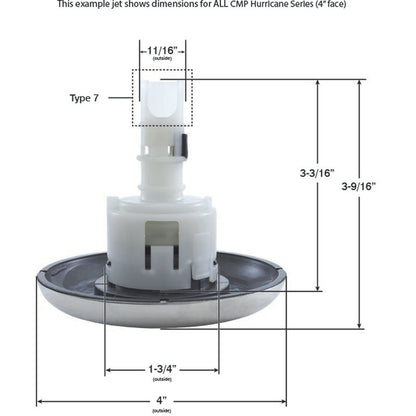 Jet Intl, CMP Hurricane, 4"fd, Roto, Smth, SS/Dk Gry