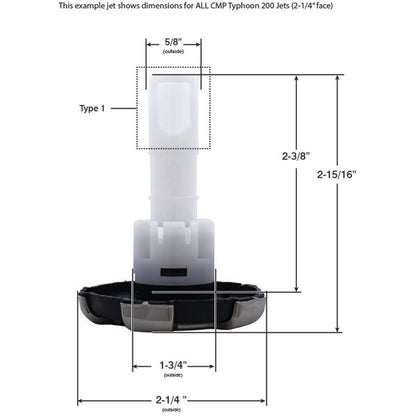 Jet Intl, CMP Typhoon 200, 2-1/4"fd, Dir, Couronne, SS/Dk Gry
