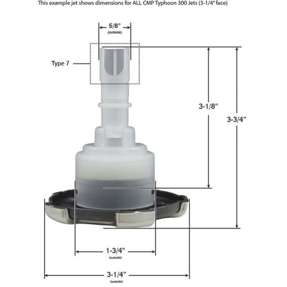 Jet Intl, CMP Typhoon 300, 3-1/4"fd, Dir, Crown, Dk Gry/SS