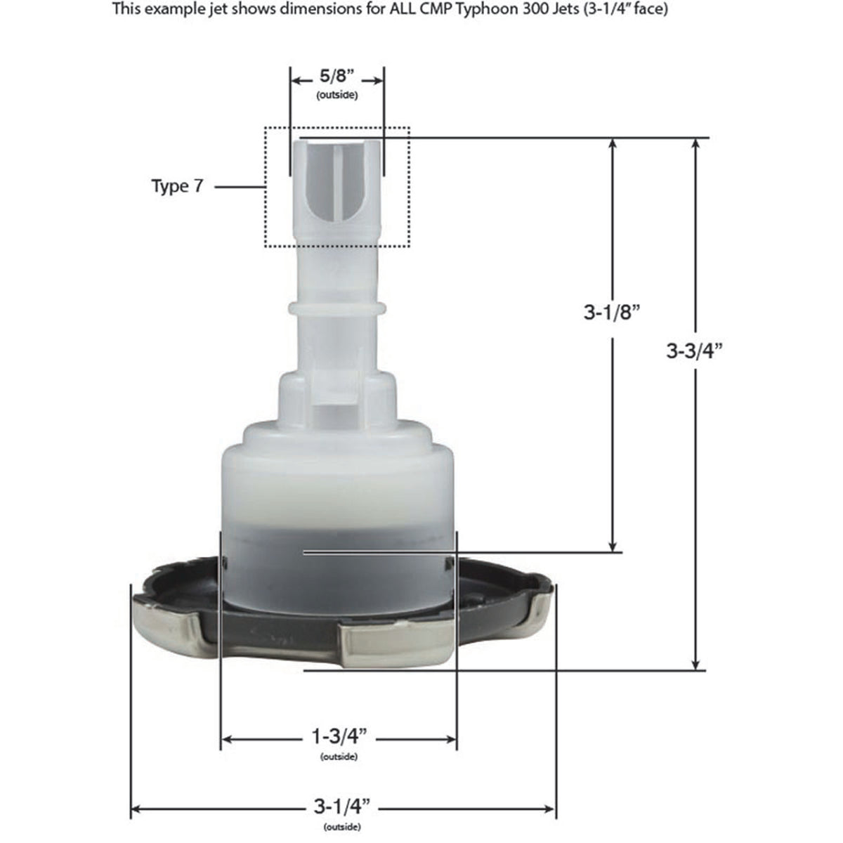 Jet Intl, CMP Typhoon 300, 3-1/4"fd, Mass, Crown, Dk Gry/SS