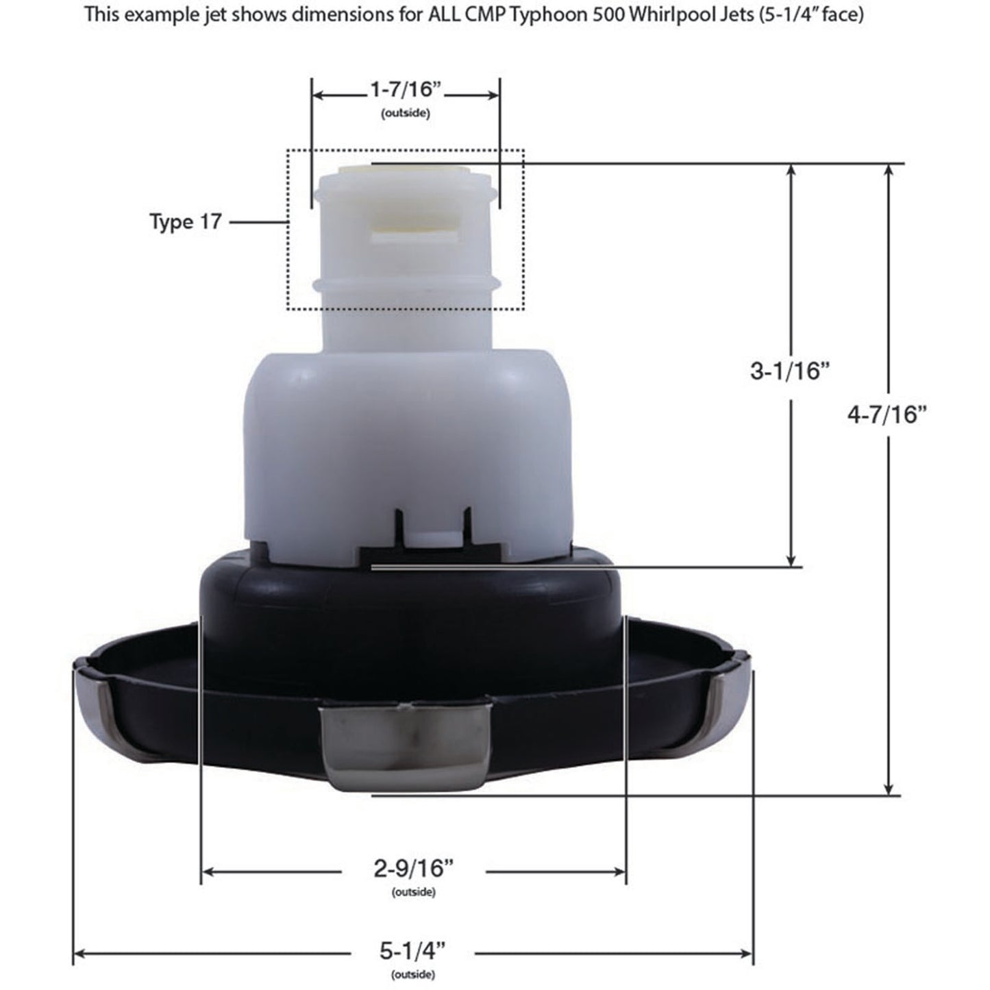 Jet Intl, CMP Typhoon 500, 5-1/4"fd,  Dir, Crown, DkGry/SS