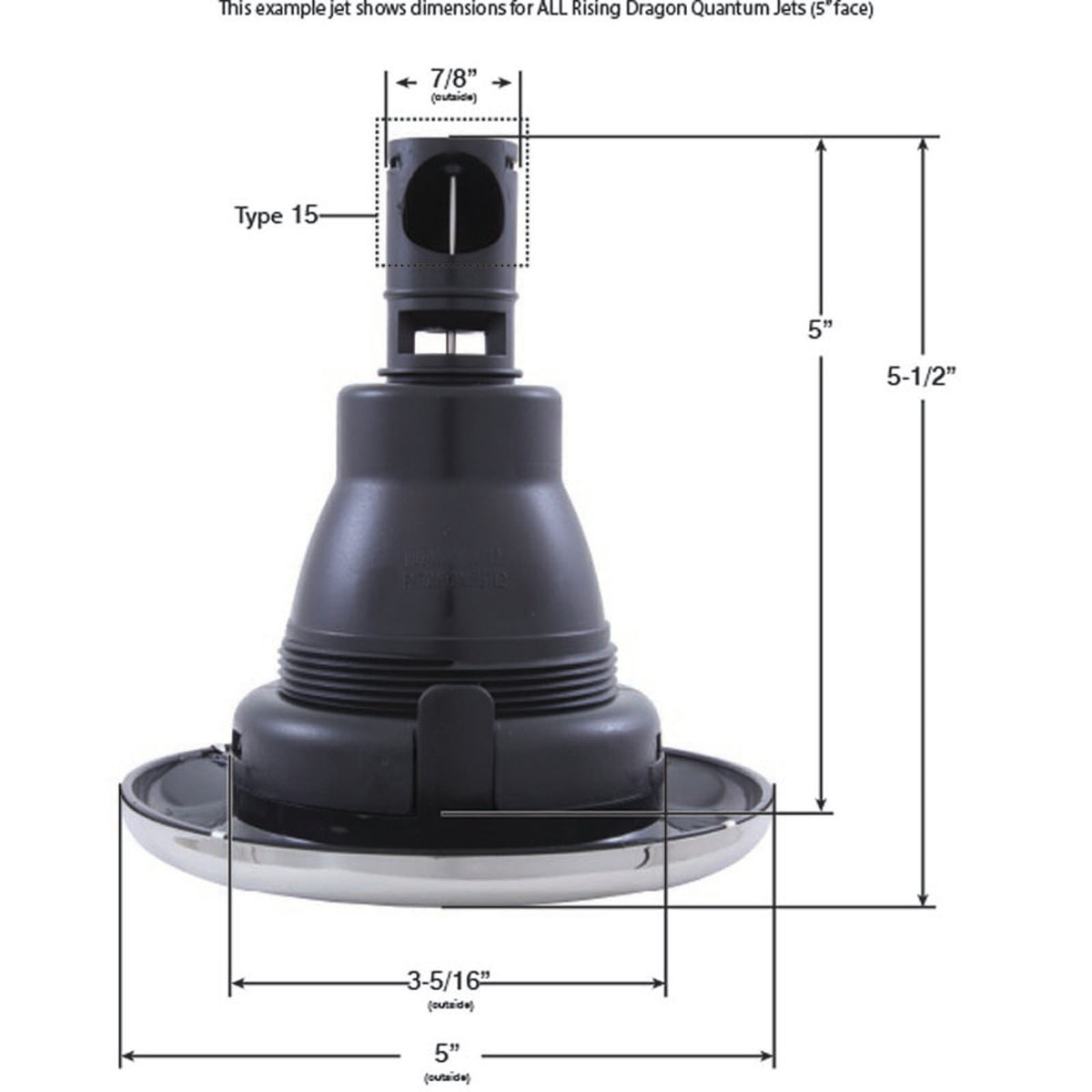Jet Intl, RD Quantum, 5"fd, Dir, Smth, SS/Blk, Thd