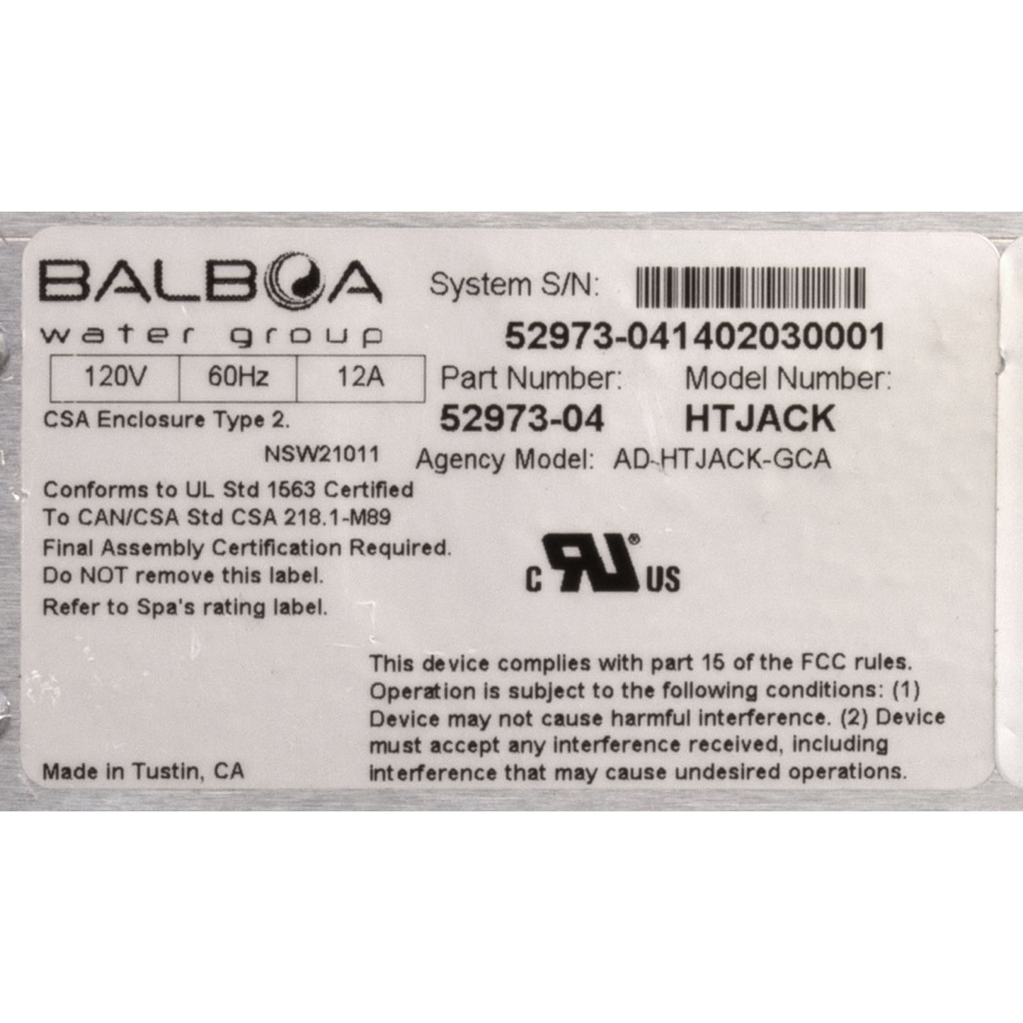 Control, BWG Heat Jacket System, 115v, 15A GFCI Cord