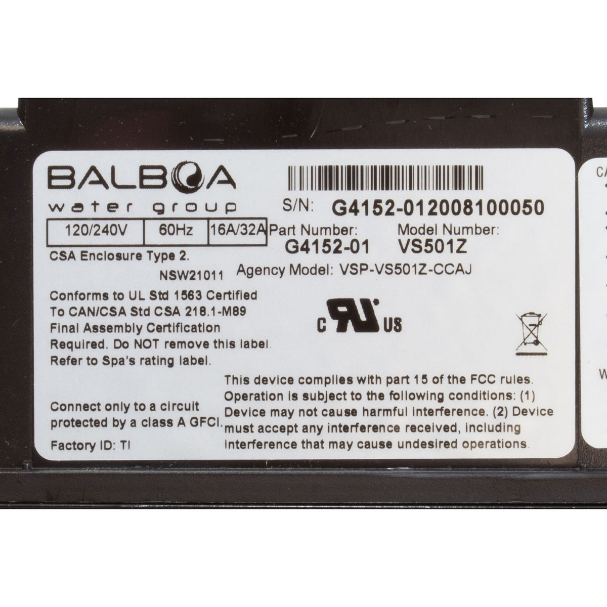 Control, BWG VS501Z, P1, P2 or Bl, Oz, Lt, 4kW, 115v/230v