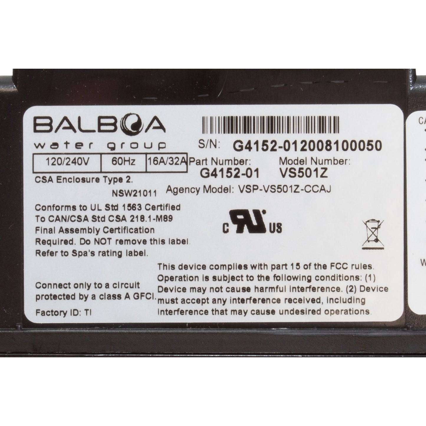 Control, BWG VS501Z, P1, P2 or Bl, Oz, Lt, 4kW, 115v/230v