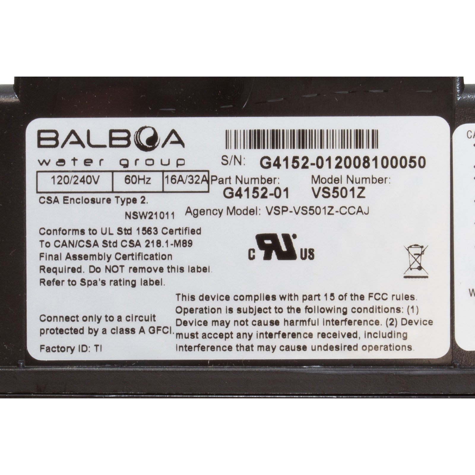 Control, BWG VS501Z, P1, P2 or Bl, Oz, Lt, 4kW, 115v/230v