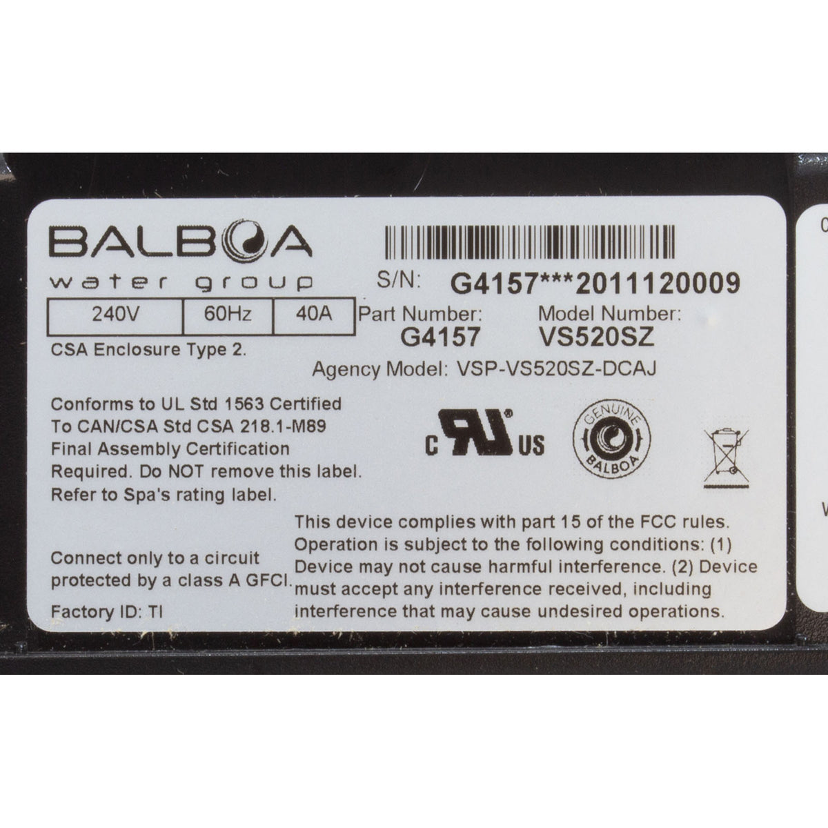 Control, BWG VS520SZ, P1 (2) , P2 (2) , Bl, Oz, Lt, 4kW, 230v