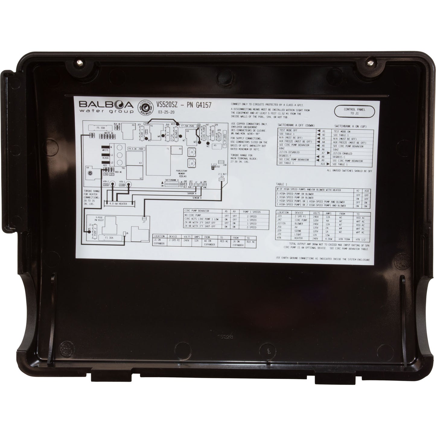 Control, BWG VS520SZ, P1 (2) , P2 (2) , Bl, Oz, Lt, 4kW, 230v