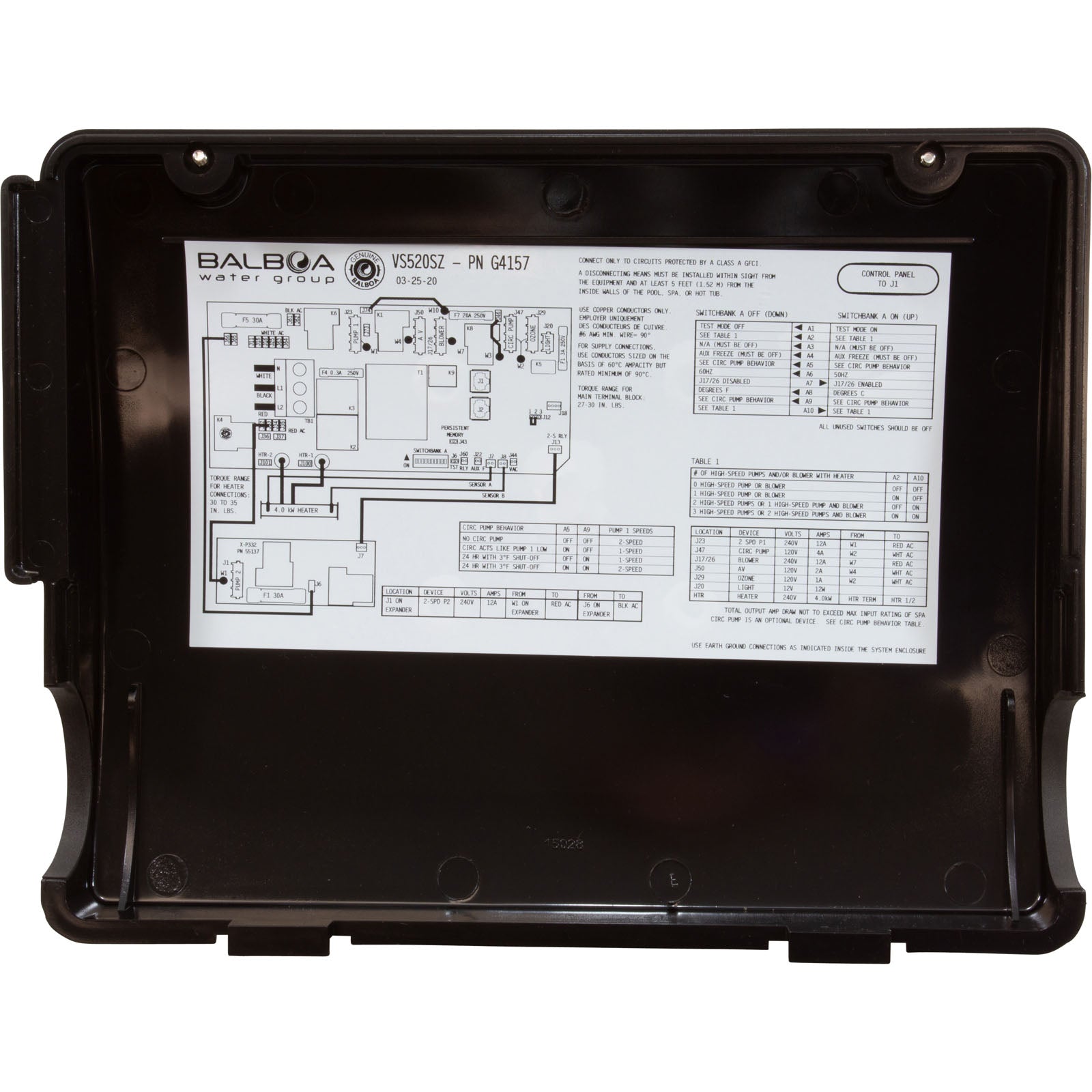 Control, BWG VS520SZ, P1 (2) , P2 (2) , Bl, Oz, Lt, 4kW, 230v