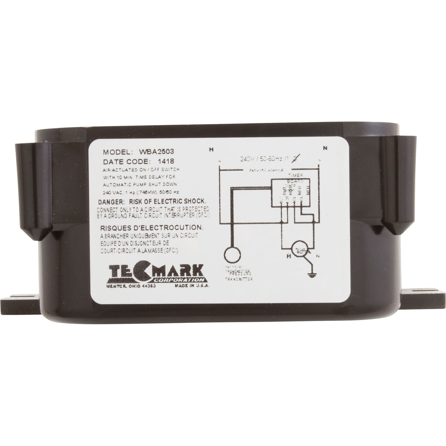 Air Control Box, Tecmark WBA2503, 230v, SPNO, 10 Min. Delay