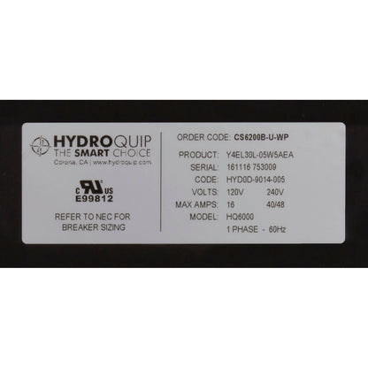 Contrôle, HQ CS6230B WaterPro, P1, P2(2), Oz, Lt, 5,5 kW, VL701S