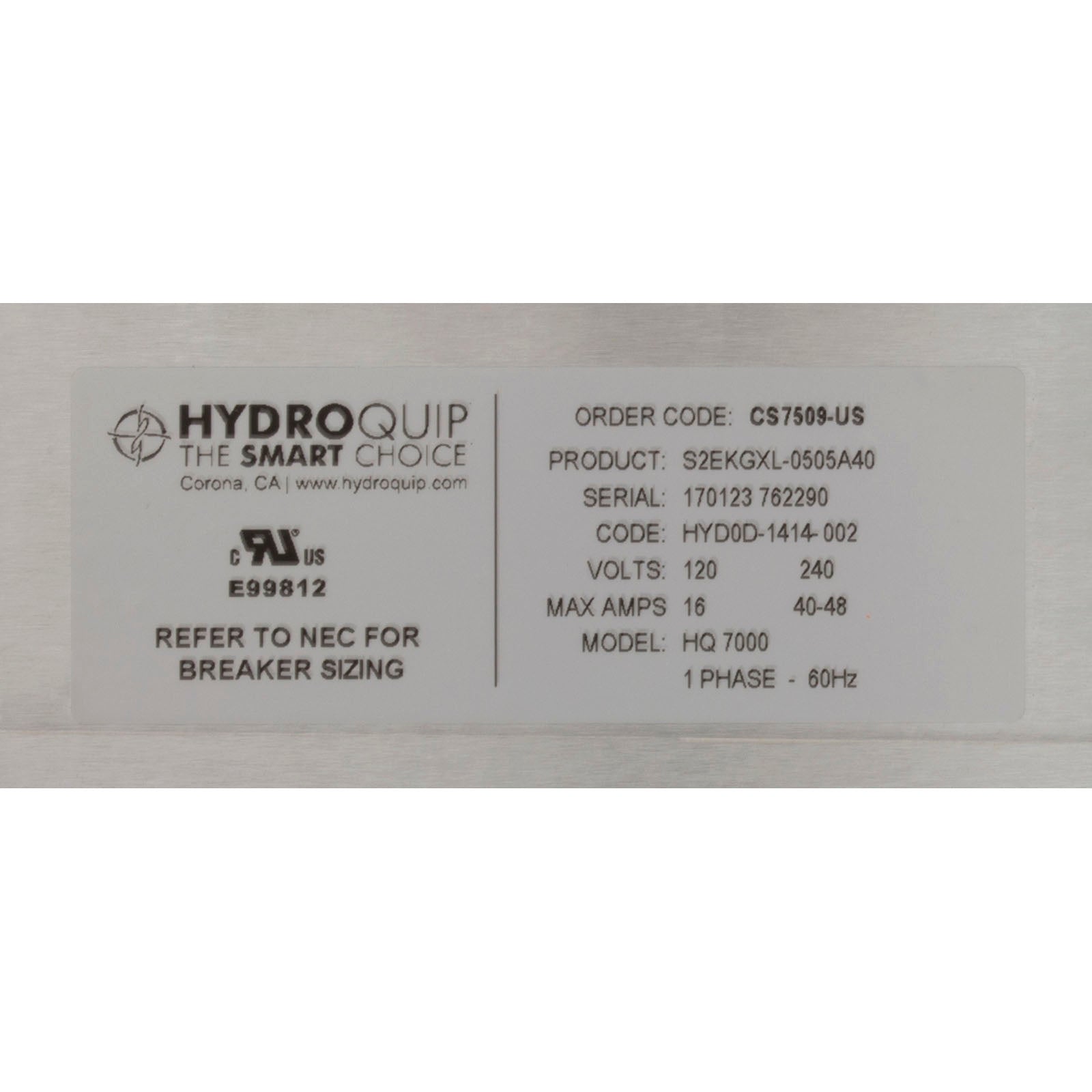 Control, H-Q CS7509-US, P1, Bl, Oz, Cp, 5.5kW, Eco 6